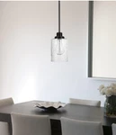 Globe Electric Annecy 1-LIGHT Dark Bronze Pendant With Seeded Glass Shade. Fixed Price $24.47.