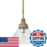 Creative Co-op Glass And Mango Wood Ceiling Pendant Light DA0603. Fixed Price $164.23.