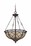 Evangeline 3 Light Inverted Pendant Peruvian Bronze Amber Frost Glass $597. Fixed Price $143.99.