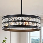 Elegant 6-LIGHT Black Crystal Chandelier For Dining Room & Living Spaces. Fixed Price $191.99.