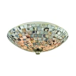 Elk Home Capri Flush Mount 2-LIGHT Satin Nickel Finish, With Gray Capiz She. Fixed Price $198.00.