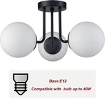 Claxy 3-LIGHT Black Metal Semi Flush Ceiling Mount With White Glass Globes Niob!. Fixed Price $79.99.