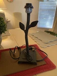 Vintage Hand-forged Wrought Iron Table 3-WAY Bulb Lamp With Leaves. Fixed Price $24.95.