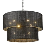 Golden Lighting Erma Chandelier, Matte Black/black Wicker 1084-9BLK-BW. Fixed Price $719.99.