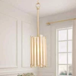 Lnc Modern Gold 1-LIGHT Drum Pendant With Stained Glass Shade Cylinder. Fixed Price $34.99.