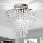 Elegant 11.8" Chrome Flush Mount Crystal Chandelier For Living & Bedroom. Fixed Price $101.99.