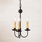 Irvin's Tinware Small 3 Arm Westford Chandelier - Primitive Textured Black. Fixed Price $319.95.