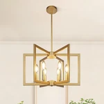 6-LIGHT Gold Pendant Light, Modern Farmhouse Dining Room Fixture Chandelie. Fixed Price $74.95.
