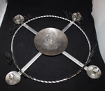Vtg Faith Joy Love Lighting Alumnum Chandelier Fixture Candle Astrology. Fixed Price $40.00.