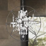 4-LIGHT D24''H26'' Chrome Finish W/ Flemish Brass Cage Clear Crystal Chandelier. Fixed Price $1159.00.