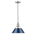 Golden Lighting Orwell Pw 1-LIGHT Pewter Pendant With Navy Blue Shade. Fixed Price $65.25.