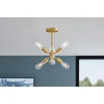 Hampton Bay Leonie 6-LIGHT Semi Flush Mount Brushed Gold Sputnik DS18096SF2. Fixed Price $108.77.