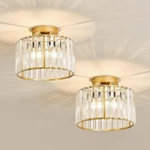 Gold Crystal Semi Flush Mount Ceiling Light - 2 Pack Vintage Fixture. Fixed Price $99.99.