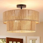 Fenluster Boho Semi Flush Mount Ceiling Light Rattan 18 Farmhouse. Fixed Price $147.52.