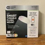 Commercial Electric Led Smart Tunable Flush Mount Light White 11". Fixed Price $28.99.
