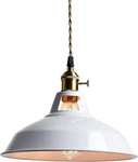 Industrial Pendant Lights White Metal Barn Shade Hanging Ceiling Fixture. Fixed Price $46.99.
