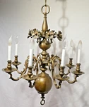 Colonial 8-ARM Cast Brass Bronze Chandelier Queen Anne Style 19TH. C. Reflectors. Fixed Price $724.99.