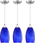 Leading Lighting 3 Pack 1 Adjustable Indoor Mini Hanging Blue Glass. Fixed Price $133.37.