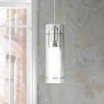 ET2 5 1/2" Wide Clear Cylinder And Frosted Glass Modern Pendant Light. Fixed Price $131.20.
