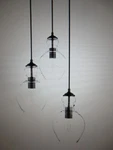 Home Decorators Bakerston 3-LIGHT Matte Black Hanging Pendant With Clear Shades. Fixed Price $63.96.