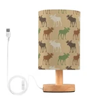 Table Lamp Elk Moose Deer Pattern Nightstand With Wood Base Fabric .... Fixed Price $44.31.