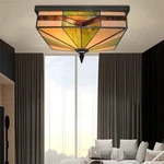16" Vintage Tiffany Ceiling Lights Handmade Stained Glass Fixtures. Fixed Price $122.69.