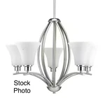 Progress Lighting Joy 5 Chandelier Brushed Nickel White Glass P4490-09DI. Fixed Price $90.00.