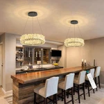 Ylkp Modern Chandelier For Dining Room Dimmable Led Pendant Ring 12", Black. Fixed Price $65.75.