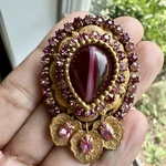 Vtg Original By Robert Pendant Brooch 2 Inch Cat Eye Glass Cab Purple Rhinestone. Fixed Price $350.00.