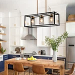 Rectangular Farmhouse Chandelier 3-LIGHT Glass Pendant Lamp Rustic Fixture. Fixed Price $133.32.