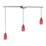 Elk Lighting 110-3L-FR Milan 3-LGHT Linear Pendant Satin Nckl With Fire Red. Fixed Price $456.00.