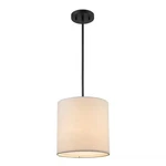 10 In. 1-LIGHT Black Drum Pendant Fixture With Linen Shade. Fixed Price $44.00.