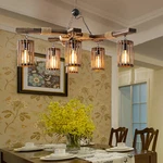 6-LIGHT Wooden Chandelier Island Pendant Rustic Ceiling Lamp Shade. Fixed Price $98.72.