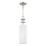 Livex Brookdale Light Mini Pendant, Nickel/off-white/white Inside 42981-91. Fixed Price $159.98.