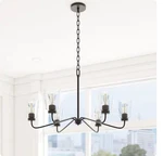 Project Source Traywick 6 -light Matte Black Mixed Material Chandelier. Fixed Price $35.00.