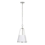 Alsy 1-LIGHT Brushed Nickel Oversized Caged Pendant W/ Linen Shade. Fixed Price $40.00.