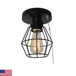 Baiwaiz Black Metal Wire Cage Ceiling With Pull Chain, 1-LIGHT Modern Indu. Fixed Price $90.35.