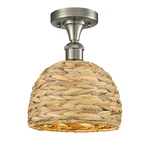 Innovations Lighting 516-1C-11-8 Woven Rattan Semi-flush Satin Nickel /. Fixed Price $193.60.
