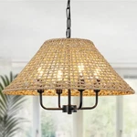 Rattan Lamqee 4 Light Chandelier Farmhouse Matte Black Metal Model 06FTL0299ART. Fixed Price $46.95.