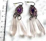 Dangle Chandelier Earrings Gemstone Crystal Gypsy Hook Amethyst Acrylic 90S. Fixed Price $21.48.