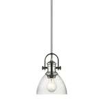 Golden Lighting 3118-M1L Ch-sd Hines Mini Pendant, Chrome With Seeded Glass. Fixed Price $44.99.