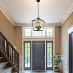 Briignite 8 In. Black 4-LIGHT Geometric Open Cage Pendant Chandelier W/ Remote. Fixed Price $49.95.