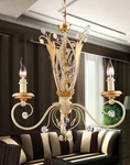 Chandelier In Wrought Iron Cream-gold Lights PRE153/3. Fixed Price $852.76.
