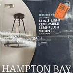 Hampton Bay Stratton 14 In. 3-LIGHT Black Semi-flush Mount, Mounts Up Or Down. Fixed Price $30.00.