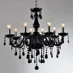 8-LIGHTS Black Crystal Chandelier Elegant Art Glass Ceiling Pendant. Fixed Price $189.00.