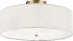 2-LIGHT Flush Mount Ceiling Light, Matte Brass Finish, White Linen Shade, E26 Ba. Fixed Price $104.99.