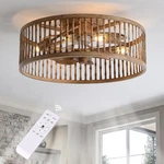 Rustic Looking Caged Ceiling Fan With Lights And Remote, 20 Inch Low Profile .... Fixed Price $165.09.