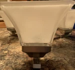 Hampton Bay Nove 5-LIGHT Brushed Nickel Chandelier With White Glass Shades. Fixed Price $50.00.