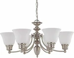 Nuvo 60-3255 Chandelier Brushed Nickel Finish With Frosted White Glass. Fixed Price $257.99.