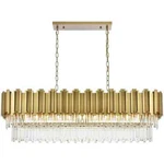 Crystal Chandelier Light Fixture High Quality Large Satin Gold Dining Room 47". Fixed Price $1552.29.